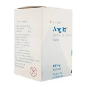 Trinitrato de glicerilo. Cápsula o Tableta Masticable Cada Cápsula o Tableta Masticable contiene: Trinitrato de glicerol 0.8 mg Envase con 24 Cápsulas o Tabletas Masticables.