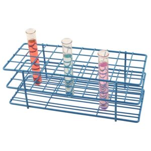 Gradillas Gradilla de alambre recubierta de cadmio o plástico esterilizable para 40 tubos hasta 22 mm de diámetro.