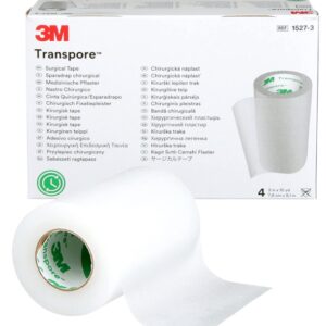 Cintas. Cinta transparente plástica microperforada de polietileno; con adhesivo hipoalergénica. Longitud de 9-9.5 mts. Ancho: 7.50 cm. Pieza