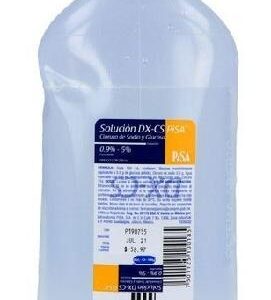 Cloruro de sodio y glucosa. Solución Inyectable Cada 100 ml contienen: Cloruro de sodio 0.9 g Glucosa anhidra o glucosa 5.0 g ó Glucosa monohidratada equivalente a 5.0 g de glucosa Envase con 250 ml. Contiene: Sodio 38.5 mEq Cloruro 38.5 mEq Glucosa 12.5 g
