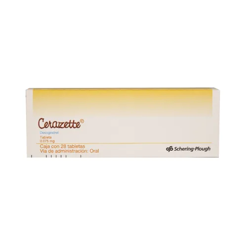 Desogestrel. Tableta. Cada tableta contiene: desogestrel 0.075 mg Envase con 28 Tabletas.