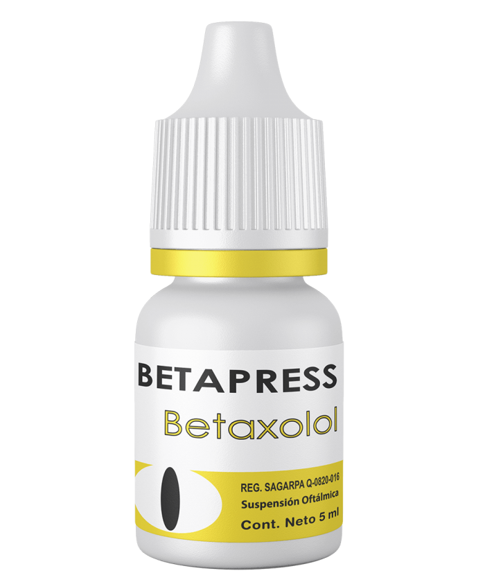 Betaxolol. Solución Oftálmica Cada ml contiene: Clorhidrato de betaxolol 0.5 mg Envase con gotero integral con 5 ml.