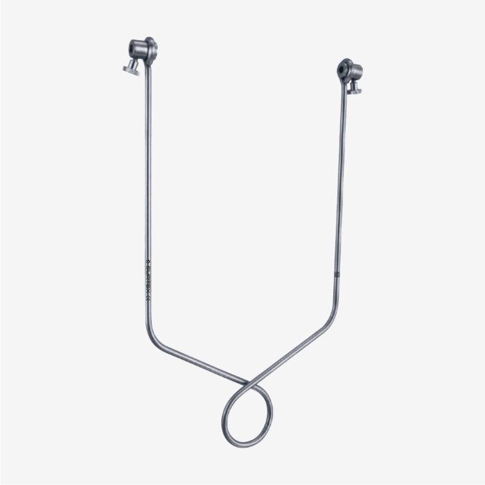 Estribo. Estribo de extensión Boehler o Bohler mediano para fémur (muslo) y rodilla de 210 mm. x 110 mm.