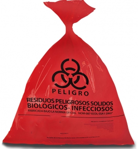 Bolsas. Para uso general de polietileno. Biodegradable. Calibre entre 150-200. Para la recolección y desechos de residuos no RPBI. Medidas: 60 x 80 cm. Envase con 100 piezas.
