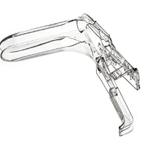 Espejo. Vaginal desechable mediano valva superior de 10.7 cm valva inferior de 12.0 cm orificio central de 3.4 cm. Pieza.