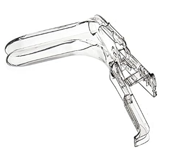 Espejo. Vaginal desechable mediano valva superior de 10.7 cm valva inferior de 12.0 cm orificio central de 3.4 cm. Pieza.