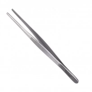 Pinza de disección estándar estriada sin dientes longitud de 130 a 140 mm.