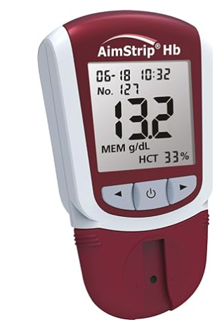 Hemoglobinómetro. Fotómetro portátil para determinar cifras de hemoglobina en sangre capilar venosa o arterial.