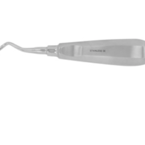 Elevador Buco Dentomaxilar. Elevador Apical Flohr con mango metálico con brazo angulado extremo fino y corto derecho.