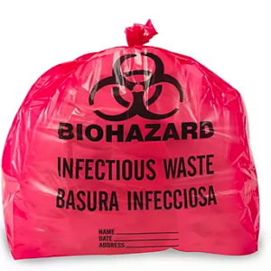 BOLSAS. De polietileno color rojo traslúcido, impermeable, marcada con la leyenda: “Residuos Peligrosos Biológico-Infecciosos” y con el símbolo universal de: Riesgo Biológico. Calibre mínimo 200. Debe contar con certificado analítico cuyas especificaciones técnicas deben cumplir con la NOM-087-SEMARNAT-SSA1 vigente. Tamaño de: 30 x 70 cm. Pieza.