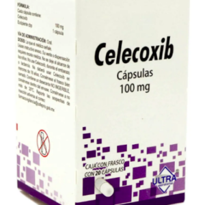 Celecoxib. Cápsula. Cada cápsula contiene: Celecoxib 100 mg Envase con 20 Cápsulas.