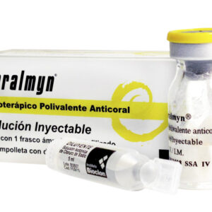 Faboterápico. Faboterápico Polivalente AnticOralillo Solución Inyectable Cada frasco ámpula con liofilizado contiene: Faboterápico Polivalente AnticOralillo modificado por digestión enzimática para neutralizar 450 DL50 (5 mg) de veneno de Micrurus sp. Envase con un frasco ámpula con liofilizado y ampolleta con diluyente de 5 ml