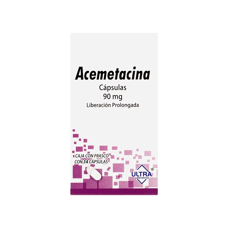 Acemetacina. Cápsula de Liberación Prolongada Cada Cápsula de Liberación Prolongada contiene: Acemetacina 90 mg Envase con 14 Cápsulas de Liberación Prolongada.