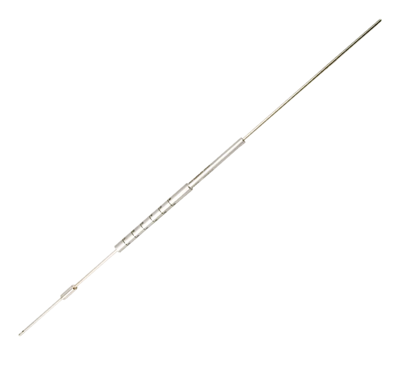 Broca. Broca canulada para plastia de ligamento cruzado anterior de 8 mm de diámetro con marcas cada 5 mm. Para túnel femoral.