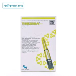 INSULINA DEGLUDEC. SOLUCIÓN INYECTABLE. Cada mL contiene: Insulina degludec (origen ADN recombinante) 100 U. Caja de cartón con 5 plumas precargada con 3 mL.