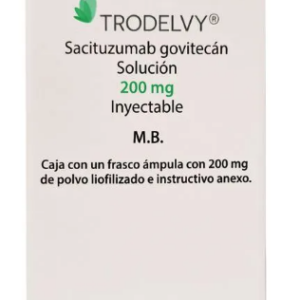 Sacituzumab govitecan. Polvo liofilizado para solución inyectable. Cada frasco ámpula contiene: Sacituzumab govitecan 200 mg. Envase con un frasco ámpula heka insumos medicos